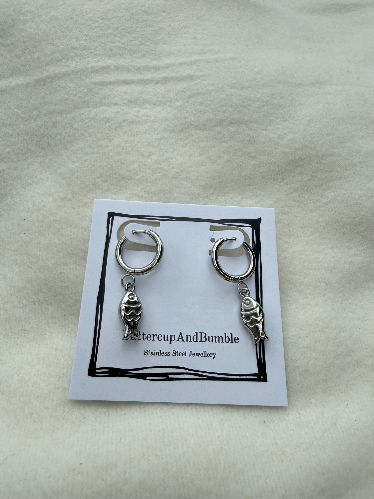 Silver fish earrings