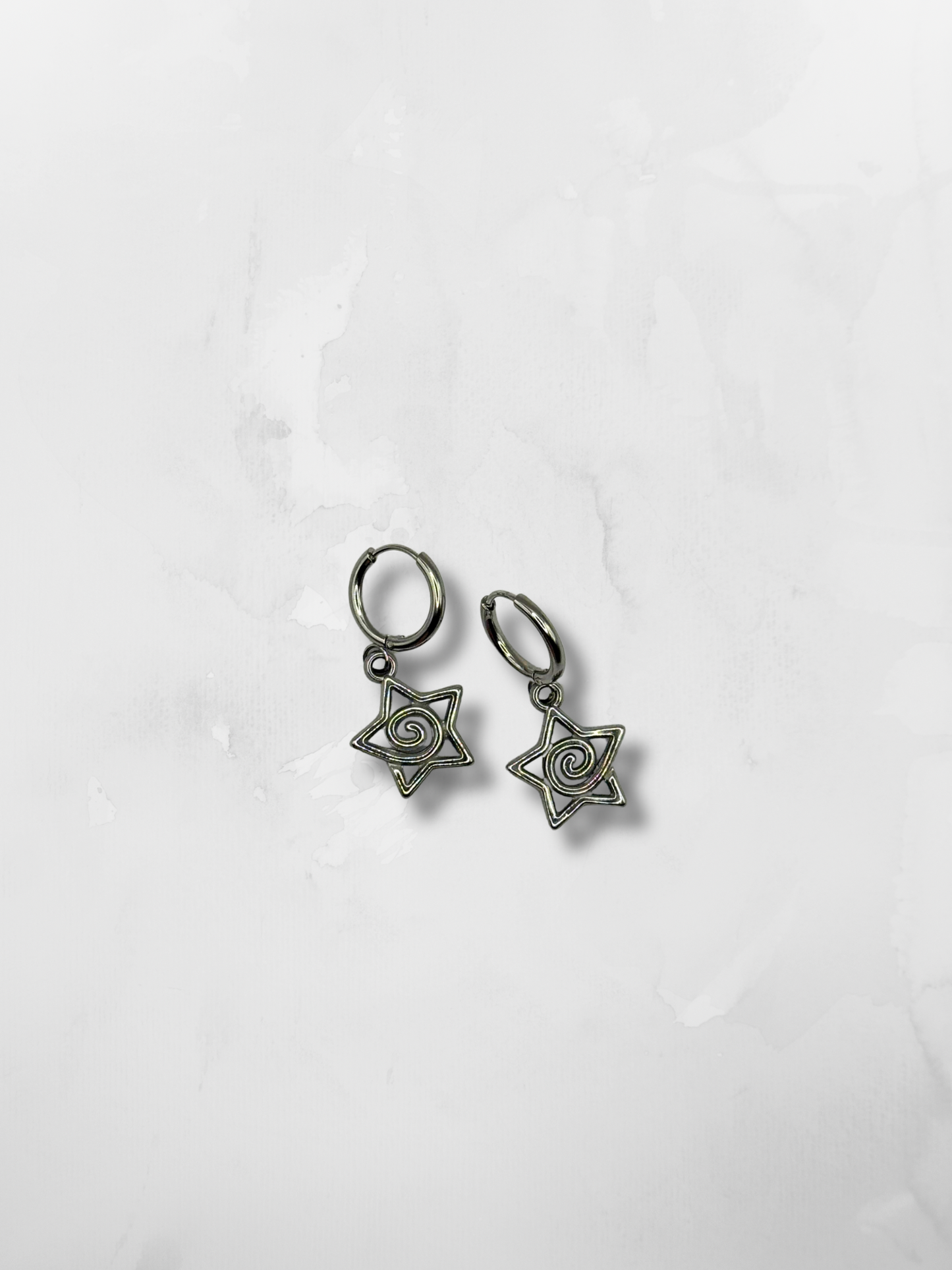 Silver Swirl Star Earrings