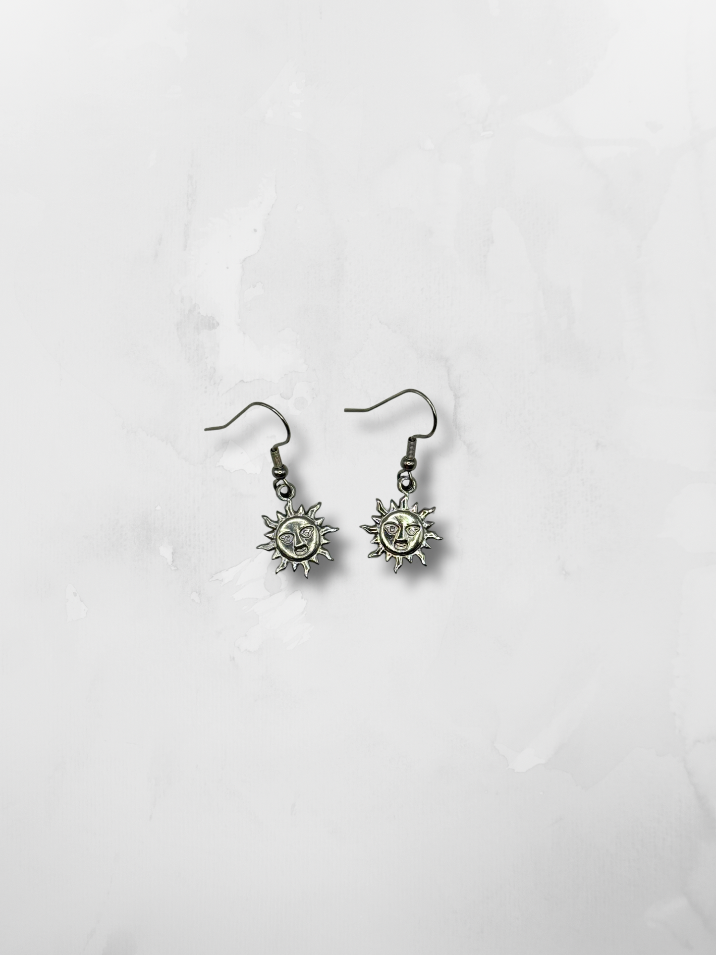 Silver Sun Face Earrings